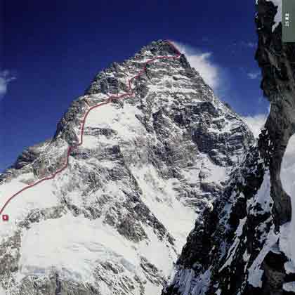 
K2 West Face First Ascent Route by Japanese 1981 - 8000 Metri Di Vita 8000 Metres To Live For book
